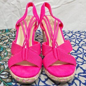 IMPO Stretch Teshia Bright Pink Espadrilles Wedge Sandals